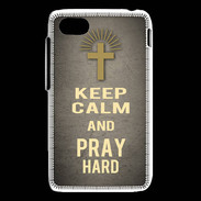 Coque Blackberry Q5 Keep Calm and Pray Christian Gris
