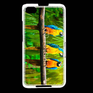 Coque Blackberry Z30 Trois perroquets bleu et jaune