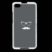 Coque Blackberry Z30 moustache gris & blanc