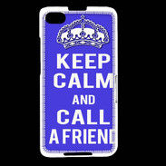 Coque Blackberry Z30 Keep Calm Call friend Bleu