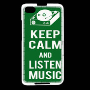 Coque Blackberry Z30 Keep Calm Listen music Vert