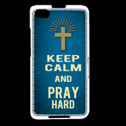 Coque Blackberry Z30 Keep Calm and Pray Christian Bleu