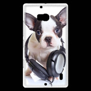 Coque Nokia Lumia 930 Bulldog français avec casque de musique