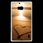 Coque Nokia Lumia 930 Coeur sur la plage avec couché de soleil