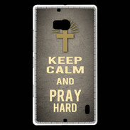 Coque Nokia Lumia 930 Keep Calm and Pray Christian Gris