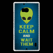 Coque Nokia Lumia 930 Keep Calm and Wait Alien Bleu