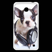 Coque Nokia Lumia 630 Bulldog français avec casque de musique