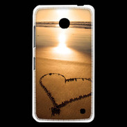 Coque Nokia Lumia 630 Coeur sur la plage avec couché de soleil