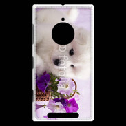 Coque Nokia Lumia 830 Chiot blanc et fleur violette