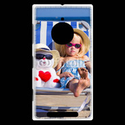 Coque Nokia Lumia 830 Petite fille avec bonhomme de neige a la plage