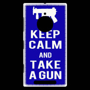 Coque Nokia Lumia 830 Keep Calm Take a gun Bleu