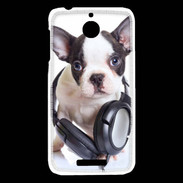 Coque HTC Desire 510 Bulldog français avec casque de musique