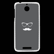 Coque HTC Desire 510 moustache gris & blanc
