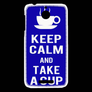 Coque HTC Desire 510 Keep Calm Take a cup Bleu