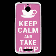 Coque HTC Desire 510 Keep Calm Take a cup Rose
