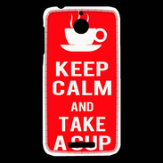 Coque HTC Desire 510 Keep Calm Take a cup Rouge