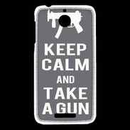 Coque HTC Desire 510 Keep Calm Take a gun Gris