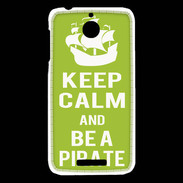 Coque HTC Desire 510 Keep Calm Be a Pirate Vert pomme