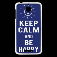 Coque HTC Desire 510 Keep Calm Be Happy Bleu