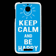 Coque HTC Desire 510 Keep Calm Be Happy Cyan