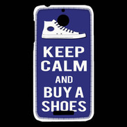 Coque HTC Desire 510 Keep Calm Buy Shoes Bleu