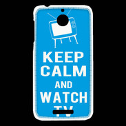 Coque HTC Desire 510 Keep Calm Watch TV Cyan