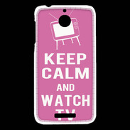 Coque HTC Desire 510 Keep Calm Watch TV Rose