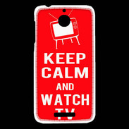 Coque HTC Desire 510 Keep Calm Watch TV Rouge