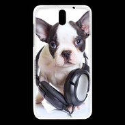 Coque HTC Desire 610 Bulldog français avec casque de musique