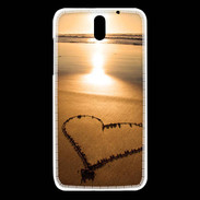 Coque HTC Desire 610 Coeur sur la plage avec couché de soleil