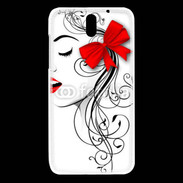 Coque HTC Desire 610 Visage glamour noir et rouge