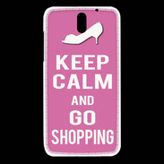 Coque HTC Desire 610 Keep Calm Go Shopping Rose
