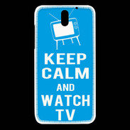 Coque HTC Desire 610 Keep Calm Watch TV Cyan