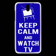 Coque HTC Desire 610 Keep Calm Watch TV Bleu