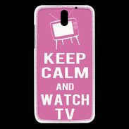 Coque HTC Desire 610 Keep Calm Watch TV Rose
