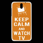 Coque HTC Desire 610 Keep Calm Watch TV Orange