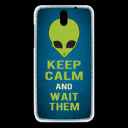 Coque HTC Desire 610 Keep Calm and Wait Alien Bleu