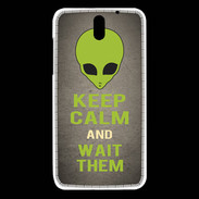 Coque HTC Desire 610 Keep Calm and Wait Alien Gris