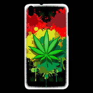 Coque HTC Desire 816 Feuille de cannabis et cœur Rasta