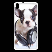 Coque HTC Desire 816 Bulldog français avec casque de musique