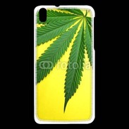 Coque HTC Desire 816 Feuille de cannabis sur fond jaune