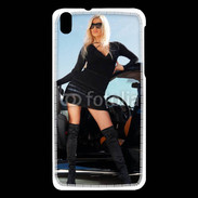 Coque HTC Desire 816 Femme blonde sexy voiture noire