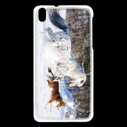 Coque HTC Desire 816 Cheval et chien dans la neige