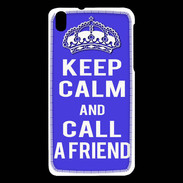 Coque HTC Desire 816 Keep Calm Call friend Bleu