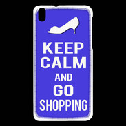 Coque HTC Desire 816 Keep Calm Go Shopping Bleu