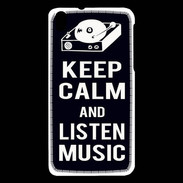 Coque HTC Desire 816 Keep Calm Listen music Noir