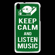 Coque HTC Desire 816 Keep Calm Listen music Vert
