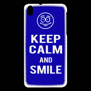 Coque HTC Desire 816 Keep Calm Smile Bleu
