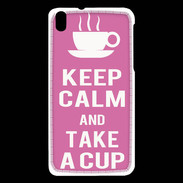 Coque HTC Desire 816 Keep Calm Take a cup Rose
