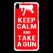 Coque HTC Desire 816 Keep Calm Take a gun Rouge
